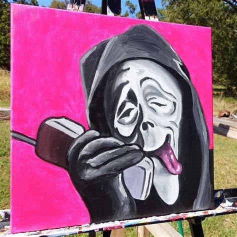 Ghostface Wassup Scary Movie/scream Original Oil Painting 14x14 Canvas - Etsy