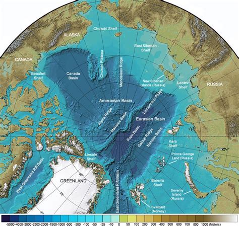 Arctic Ocean Seafloor Map: Depth, Shelves, Basins, Ridges