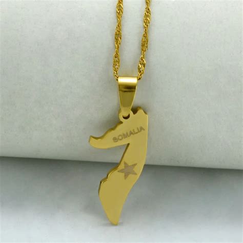 Gold Color SMALL Somalia Map Pendant Necklace for Women Girls Somali Country Maps Soomaaliya ...