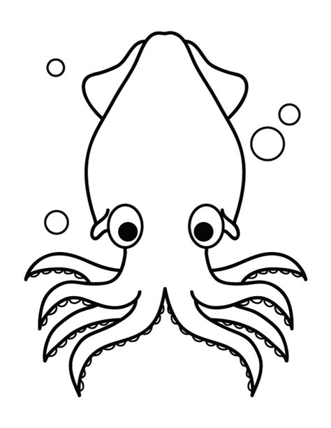 Printable Squid Coloring Page - Free Download