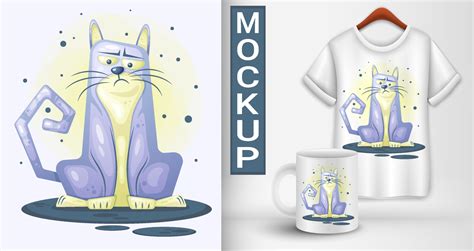 Cartoon blue cat. Illustration 9844828 Vector Art at Vecteezy