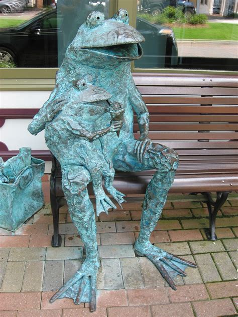 Copper Frog Sculpture Art by Beau Smith, Large Human-sized Like Bronze Frog Sculpture Art