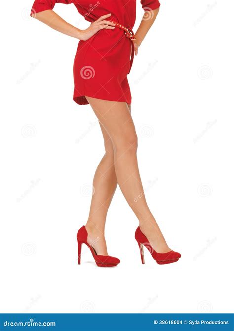 Picture of Woman in Red Dress on High Heels Stock Photo - Image of girl, female: 38618604