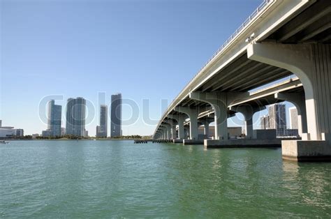 Bridge over the Biscayne Bay, Miami ... | Stock image | Colourbox