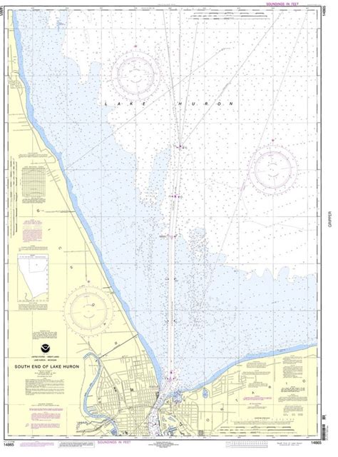 NOAA Nautical Chart 14865: South End of Lake Huron | Nautical chart, Lake huron, Navigation chart