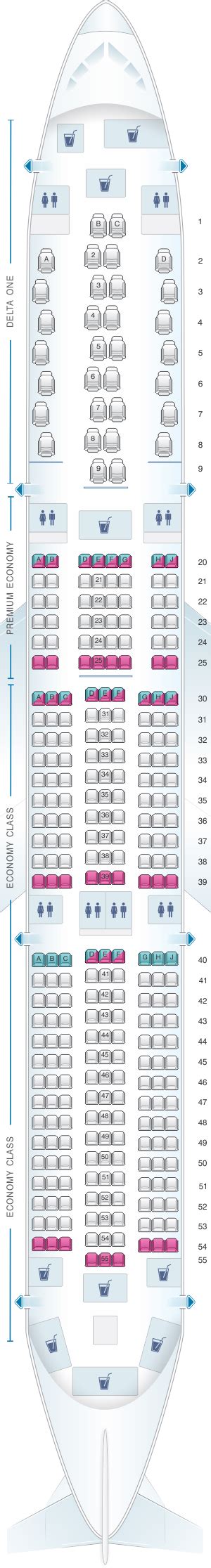 Plan de cabine Delta Air Lines Airbus A350 900 | SeatMaestro.fr