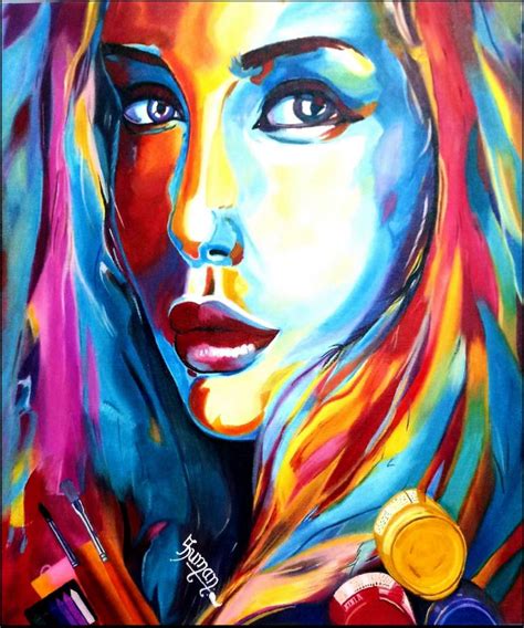 Colourful woman face abstract Painting by Suman Jain | Saatchi Art