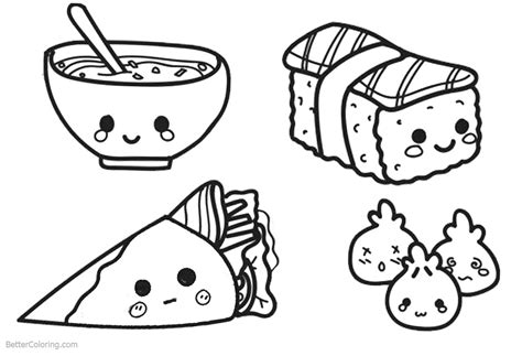 Cute Food Coloring Pages Lineart - Free Printable Coloring Pages