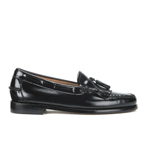 Bass Weejuns Women's Kiltie Leather Moc Tassle Loafers - Black | FREE UK Delivery | Allsole