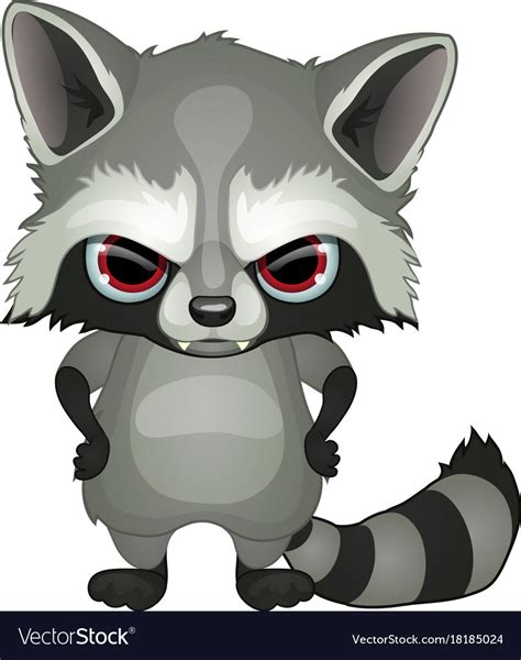 Evil raccoon with red eyes with paws on hips Vector Image