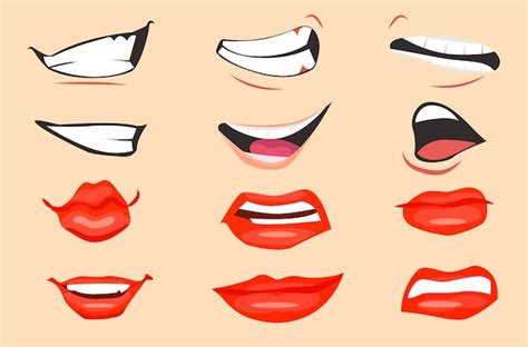 Premium Vector | Cartoon mouth expressions set. Vector illustration.