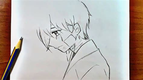 Sad anime drawing | how to draw sad anime boy step-by-step easy - YouTube