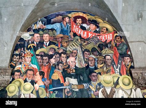 Mexican artist Diego Rivera mural of Mexican history in the National Palace Palacio Nacional ...