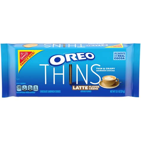 OREO Thins Chocolate Sandwich Cookies, Latte Flavored Creme, 1 Family ...