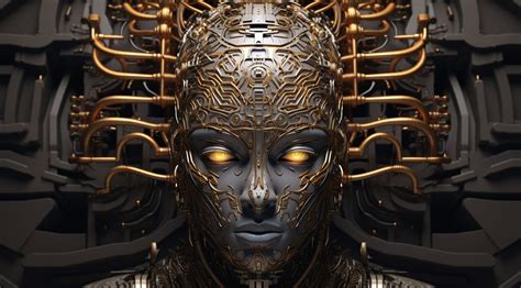 a high quality image of an abstract metallic face wi...