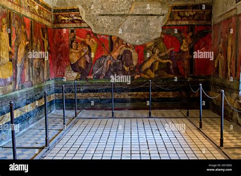 Fresco from Pompeii's Villa of Mysteries Stock Photo - Alamy