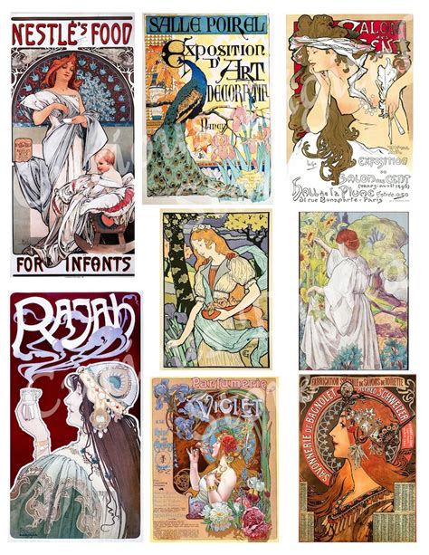 Art Nouveau Posters and Illustrations Digital Printable - Etsy