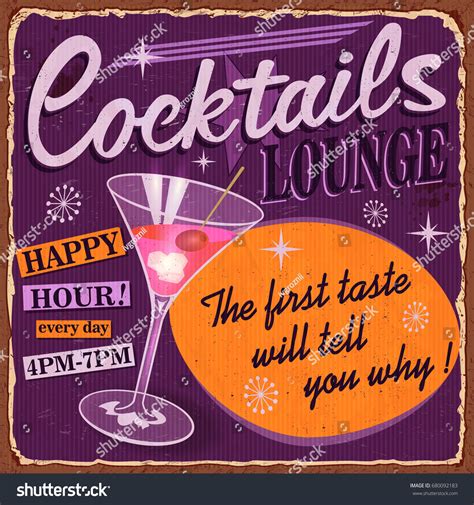 Vintage Cocktails Metal Sign Stock Vector (Royalty Free) 680092183 | Shutterstock