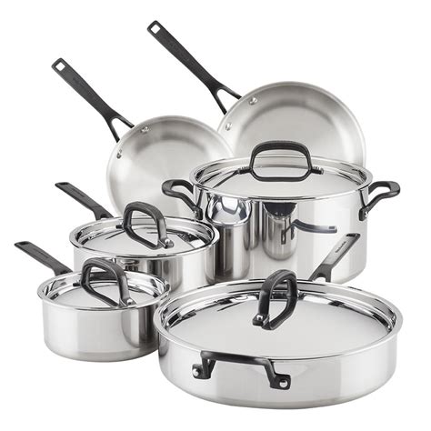 KitchenAid 5-Ply Clad Stainless Steel Cookware Set, 10-Piece, Polished – Meyer Canada