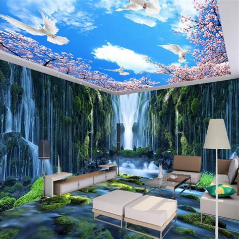 Free Shipping Waterfall Water Rock 3D Theme Space Background Wall ...