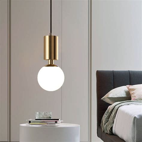 Nordic aluminum pendant light modern simple bedroom bedside table lamp small pendant la ...