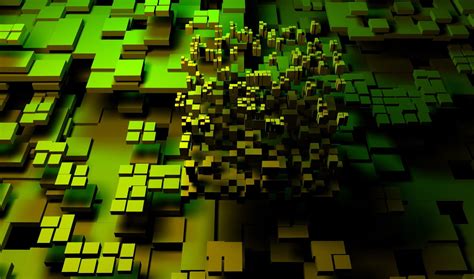 Green, Digital Art, Artistic, 3D Art, Abstract, Cube, 3D, 1080P, Dark HD Wallpaper