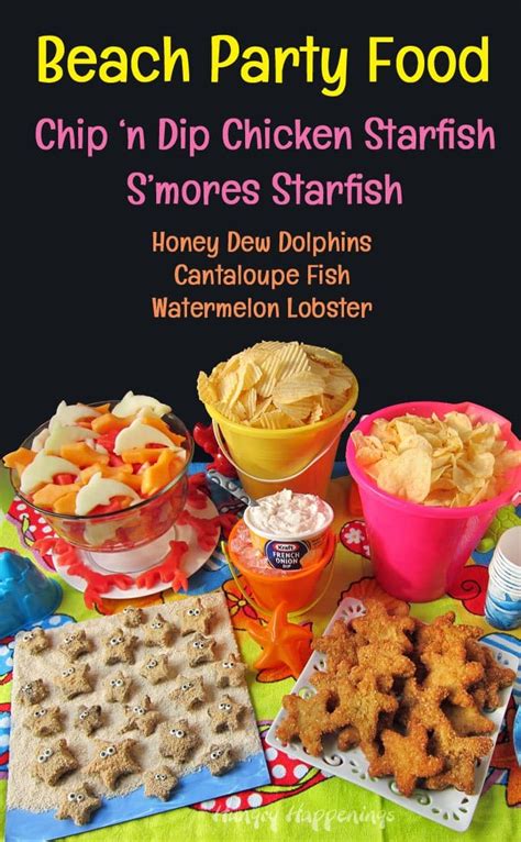 Beach Party Food Ideas featuring Chip and Dip Chicken Nugget Starfish - Hungry Happenings