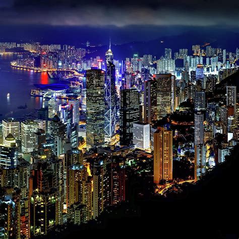 Hong Kong - Skyline Night View Series 3 of 3 Photograph by Safran Fine Art