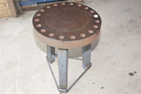 14050-0007.jpg of Super heavy 3 inch thick blacksmith round anvil table 14050