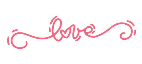 Pink Vector monoline calligraphy text Love. Valentines Day Hand Drawn ...