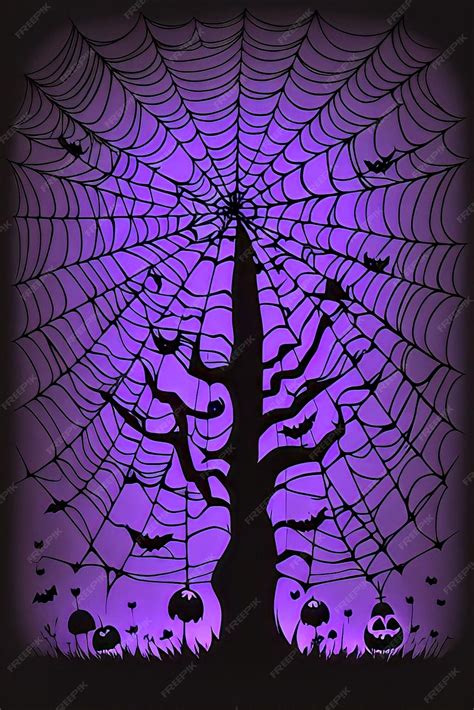 Premium AI Image | Spider web with spiders on a purple background