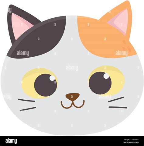 cute cat face feline cartoon animal icon vector illustration Stock ...