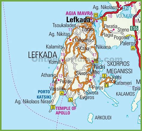 Lefkada road map | Lefkada, Map, Ionian islands