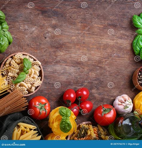 Food Background Italian Style Pasta and Basil Stock Photo - Image of italian, fettuccine: 287976270