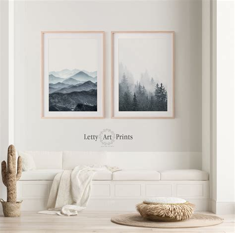 Nature Prints Set Of 2 Wall Art Forest Print Mountain Wall | Etsy