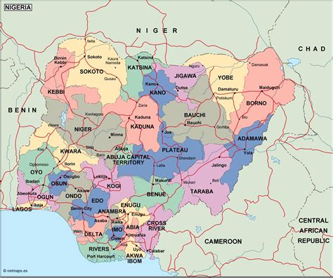 nigeria political map. Vector Eps maps. Eps Illustrator Map | Vector World Maps