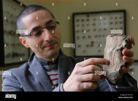 Stoyan Vergiev, an expert from Varna's Natural Science Museum, presents part of a prehistoric ...