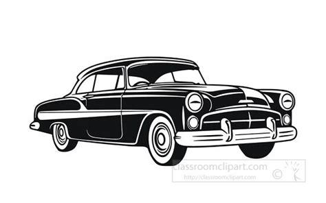 Cars Outline Clipart-Classic car silhouette illustrated in black outline clip art