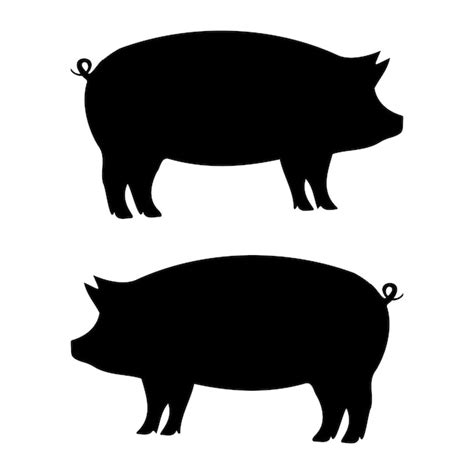 Premium Vector | Black Isolated Pig Silhouette vector illustration