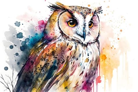 Premium Photo | Owl in watercolor painting style