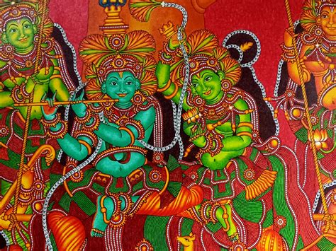 Lord Krishna in Vrindavan with Gopis | Acrylic Painting on Canvas | Exotic India Art