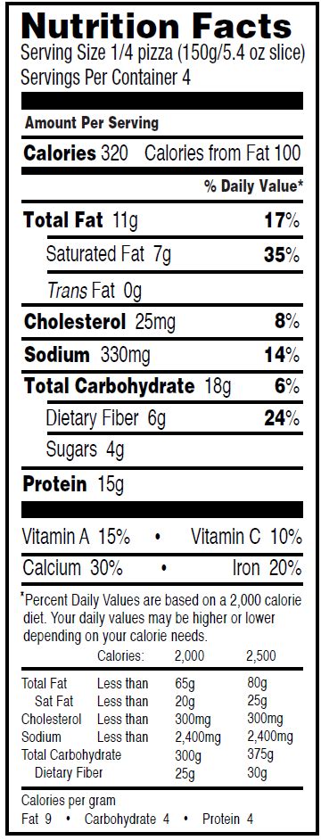 Five Cheese Pizza : Ingredients and Nutritional Facts - Mystic Pizza Food Company