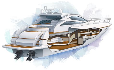 Motor Yacht Cutaway | James Provost – Technical Illustrator