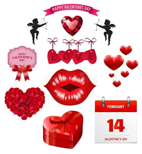 Valentine's Icons - Clip Art Collection Stock Illustration - Image: 65882922