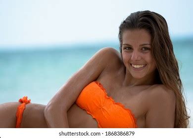 Smiling Girl Lying Down Beach On Stock Photo 1868386879 | Shutterstock