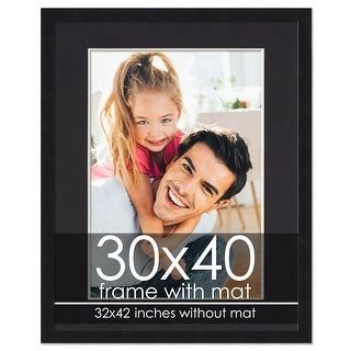 30x40 Frame with Mat - Black 32x42 Frame Wood Made to Display Print or Poster Measuring 30 x 40 ...