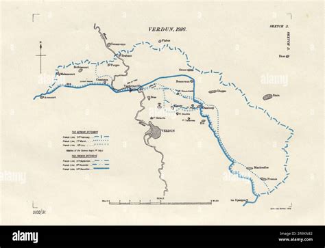 Battle of Verdun, 1916. First World War. 1932 old vintage map plan chart Stock Photo - Alamy