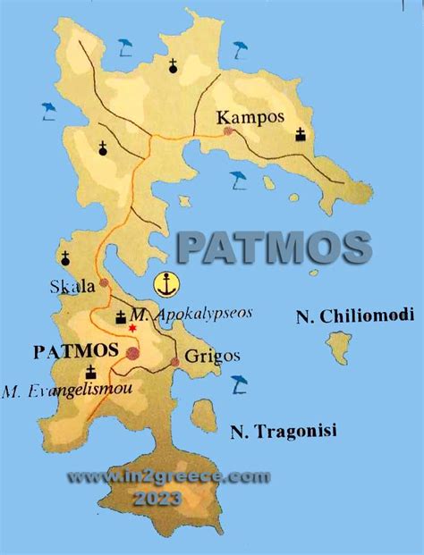 Map of Patmos. political and physical maps