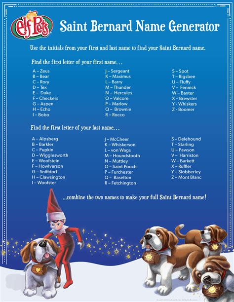 Find Your Saint Bernard Name! | The Elf on the Shelf