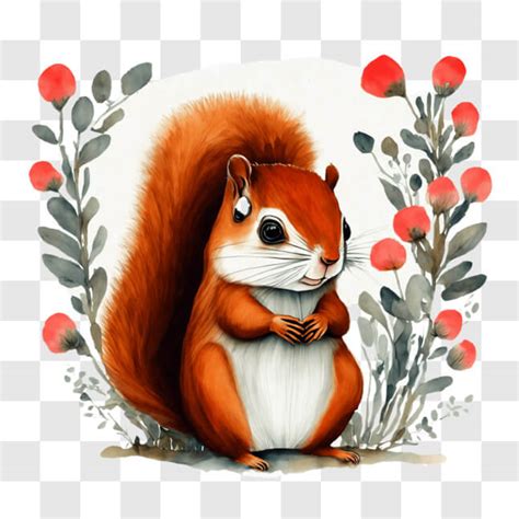 Download Adorable Red Squirrel in a Natural Habitat PNG Online - Creative Fabrica